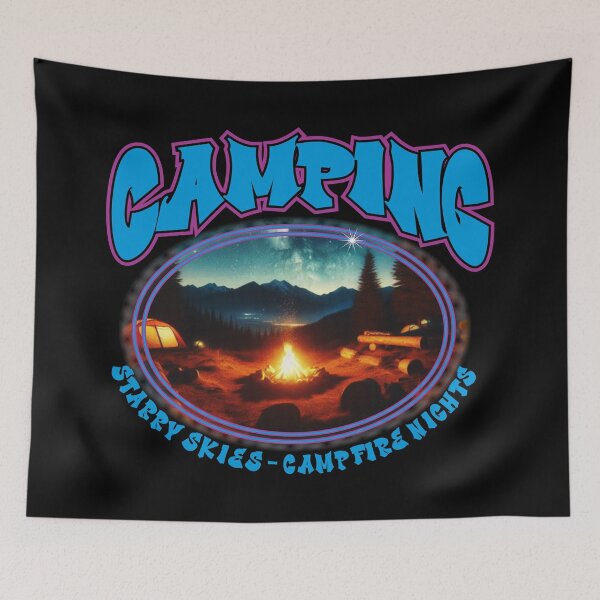 Item preview, Starry Skies, Campfire Nights – Retro Camping Scene Artwork designed and sold by White Buffalo Art.