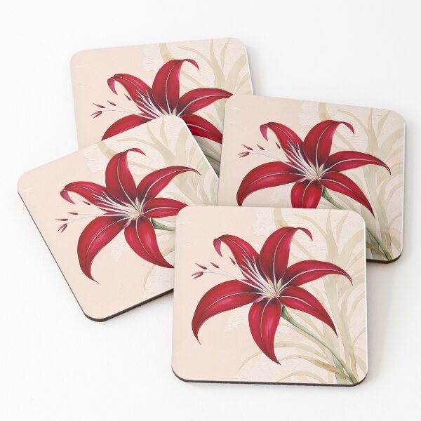 Item preview, Elegant Deep Red Amaryllis - Japanese Inspired Botanical Art designed and sold by Art-Inspir-AI.