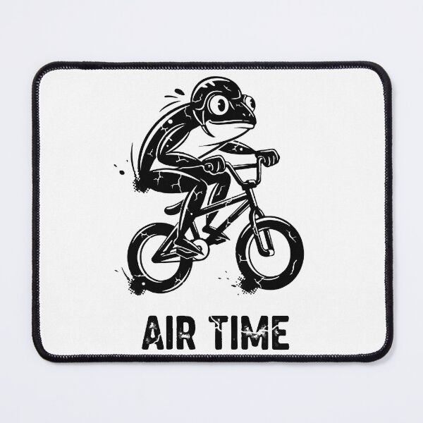 Item preview, A frog riding a BMX bike mid-air, constructed from playful curved black lines designed and sold by Dejbar.