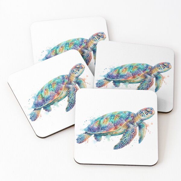 Item preview, Ilustración vibrante de tortuga marina en acuarela: arte colorido de vida marina designed and sold by VibranPalette.