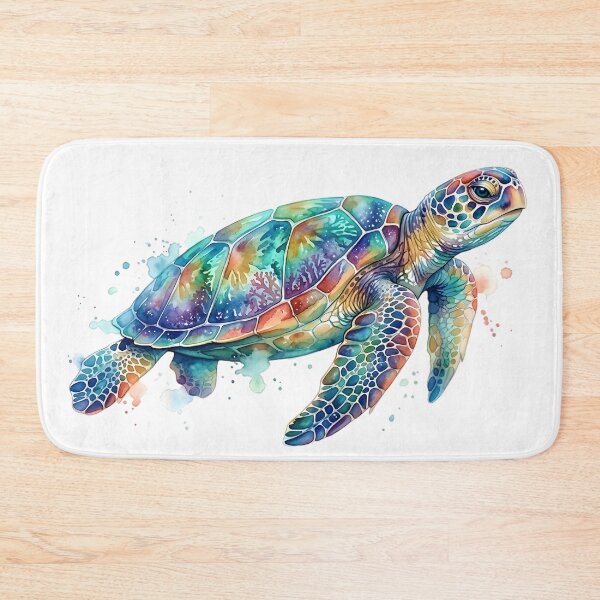 Item preview, Ilustración vibrante de tortuga marina en acuarela: arte colorido de vida marina designed and sold by VibranPalette.