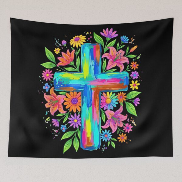 Item preview, Colorful Cross Floral Christian Shirt Faith Easter Religious Gift designed and sold by LakenDraphil.