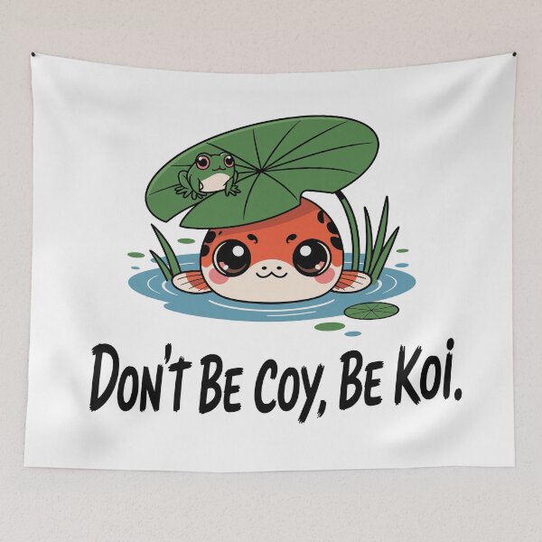 Item preview, Don’t Be Coy, Be Koi – Cute Chibi Koi Fish & Lily Pad designed and sold by JPees.