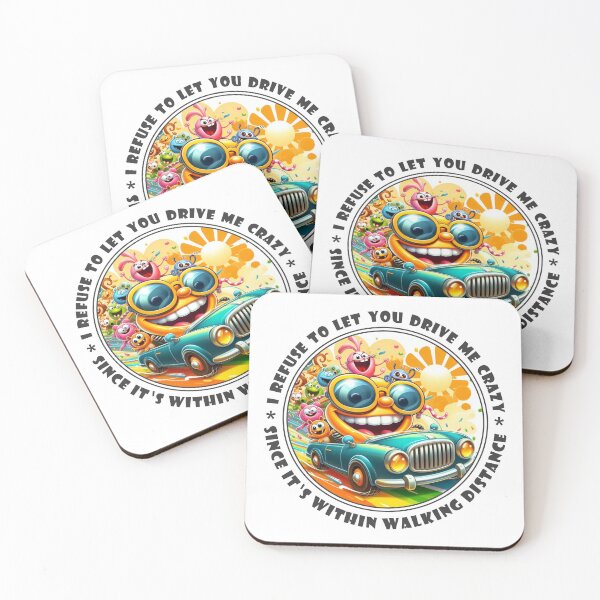 Item preview, Refuse to Let You Drive Me Crazy – Whimsical Retro Car Art designed and sold by White Buffalo Art.