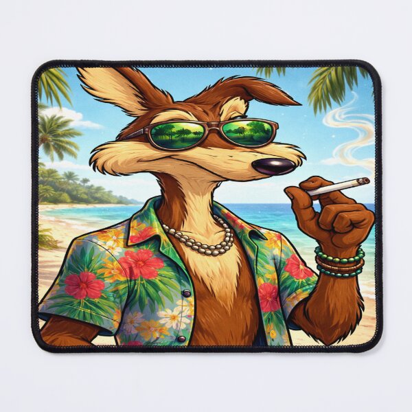 Item preview, Cool Coyote Beach Vibes – Summer Animal Smoking Sunglasses Art designed and sold by Prestige Parlor.
