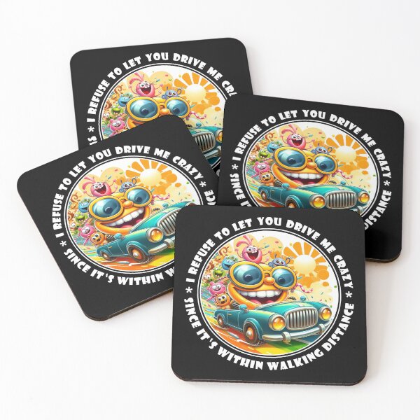 Item preview, Walking Distance to Crazy – Humorous Retro Car Illustration designed and sold by White Buffalo Art.
