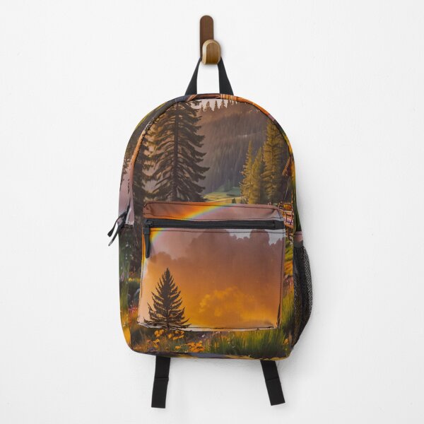 Item preview, Rainbow Over Cozy Mountain Cabin at Sunset designed and sold by BeautifulVirtues.