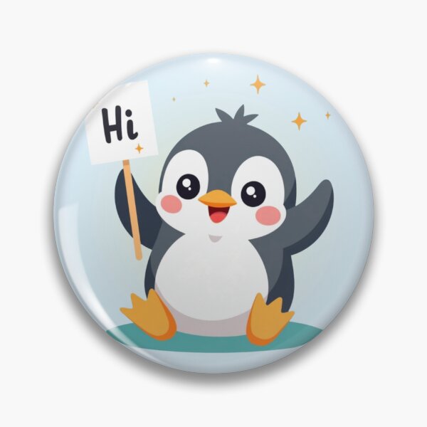Item preview, Cute Penguin Holding Hi Sign Kawaii Art - Penguin Greeting Sparkle Aesthetic designed and sold by PriyaMagic.