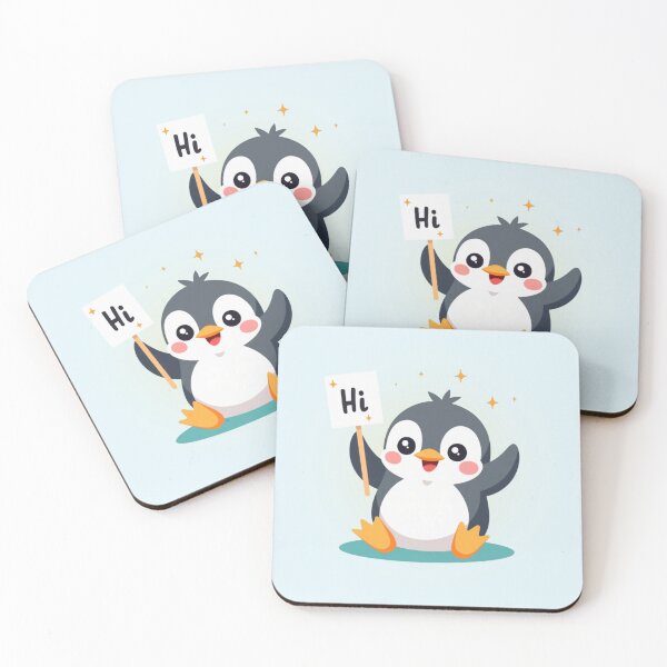 Item preview, Cute Penguin Holding Hi Sign Kawaii Art - Penguin Greeting Sparkle Aesthetic designed and sold by PriyaMagic.