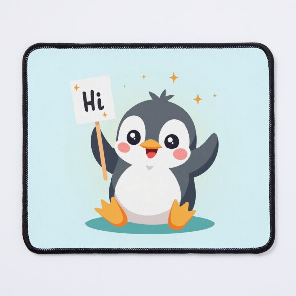 Item preview, Cute Penguin Holding Hi Sign Kawaii Art - Penguin Greeting Sparkle Aesthetic designed and sold by PriyaMagic.