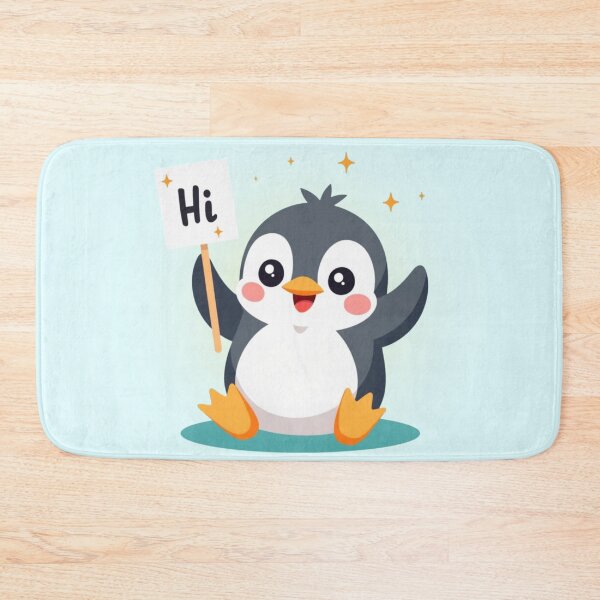 Item preview, Cute Penguin Holding Hi Sign Kawaii Art - Penguin Greeting Sparkle Aesthetic designed and sold by PriyaMagic.
