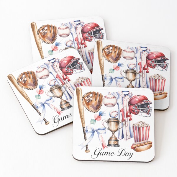 Item preview, Game Day Baseball Coquette Aesthetic - Watercolor Sports Collage with Bows & Baseball Gear designed and sold by pixelspaperslab.