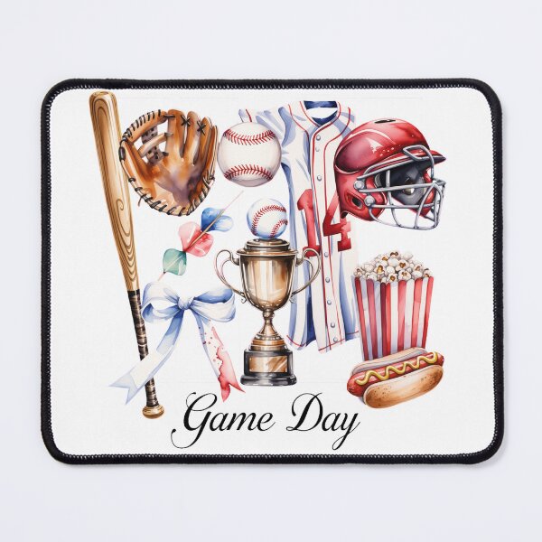 Item preview, Game Day Baseball Coquette Aesthetic - Watercolor Sports Collage with Bows & Baseball Gear designed and sold by pixelspaperslab.