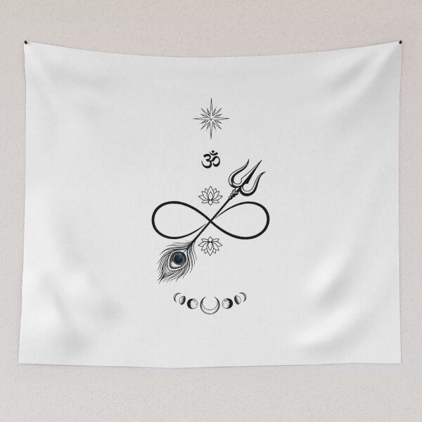 Item preview, Minimalist Divine Harmony: Trishul, Om & Peacock Feather designed and sold by RickyStick.