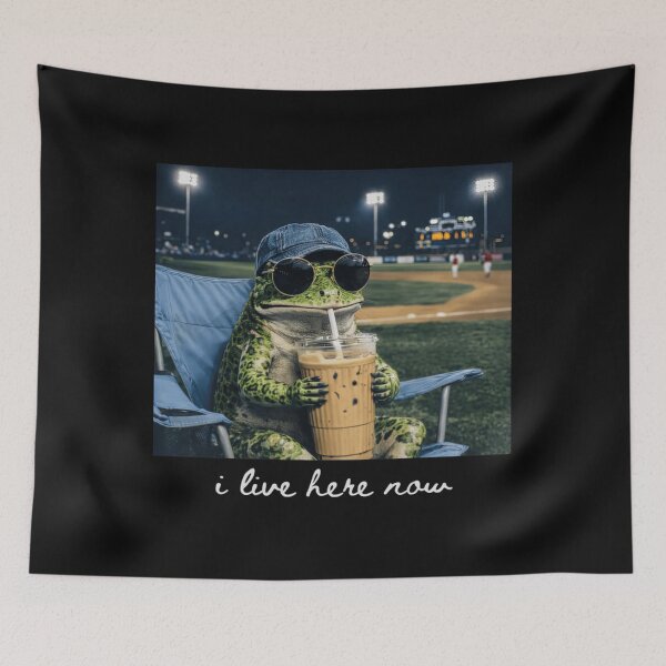 Item preview, Funny Frog Baseball Fan I Live Here Now Iced Coffee Game Day Classic T-Shirt designed and sold by kittens2doggy.