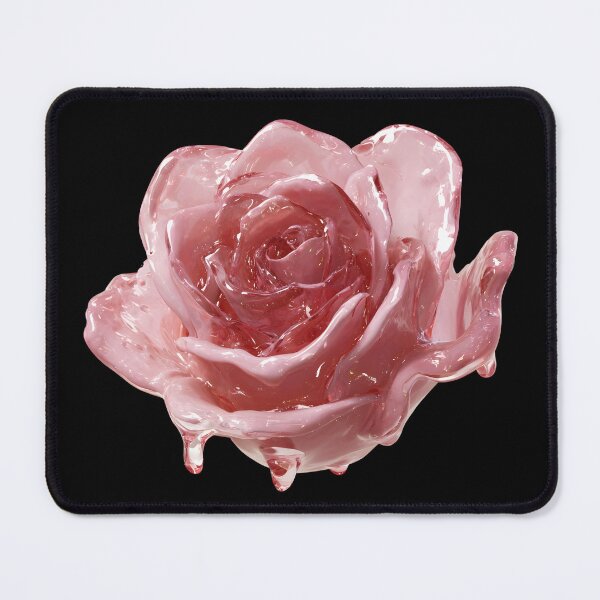Item preview, 3D Render of a Translucent Pink Glass Rose with Dripping Liquid Textures and Realistic Glossy Highlights Isolated on Transparent Background designed and sold by Niageadon.