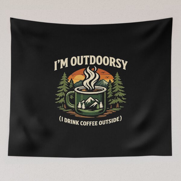 Item preview, I’m Outdoorsy I Drink Coffee Outside Shirt Funny Camping Coffee Lover Tee designed and sold by The Bearded Embroiderer.
