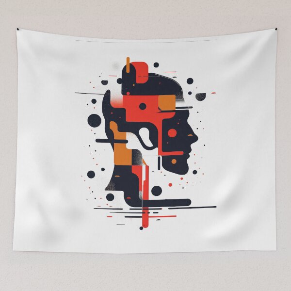 Item preview, Abstract Mind Art T-Shirt Design | Futuristic Human Face Geometry | Modern Digital Psychedelic Graphic Tee designed and sold by Anikagroups.