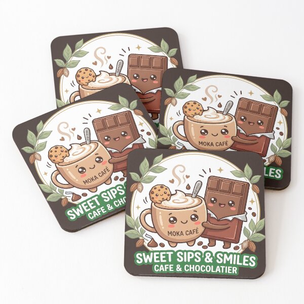 Item preview, Sweet Sips and Smiles - Cute Coffee and Chocolate Bar Best Friends Mascot designed and sold by WalterAdd.