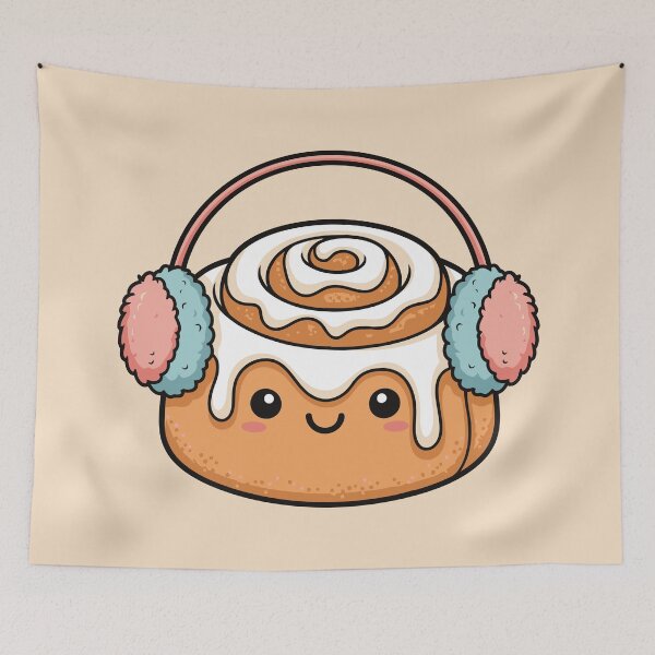 Item preview, Kawaii Cinnamon Roll wearing Earmuffs designed and sold by Amir Faysal.