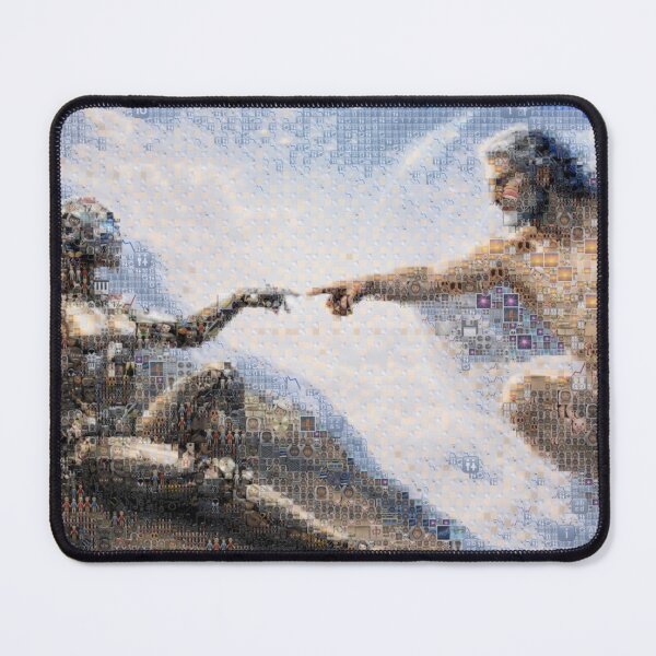 Item preview, Creation of AI – Emoji Emblems Mosaic | Futuristic Adam & Robot Connection Art designed and sold by Emoji Emblems.