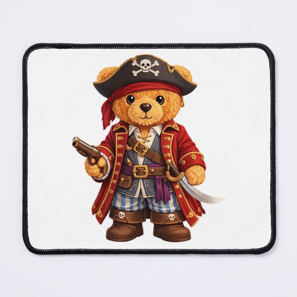 Item preview, Cute Pirate Captain Teddy Bear with Sword and Pistol Illustration designed and sold by CuteBear87.