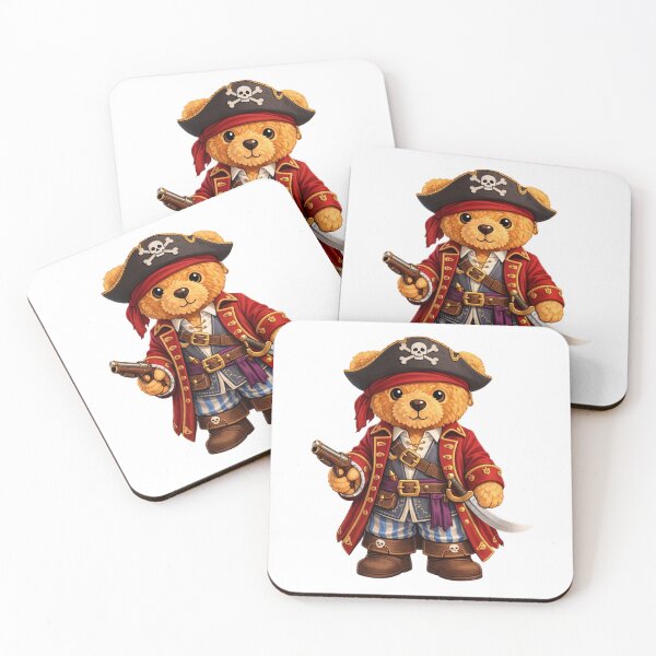 Item preview, Cute Pirate Captain Teddy Bear with Sword and Pistol Illustration designed and sold by CuteBear87.