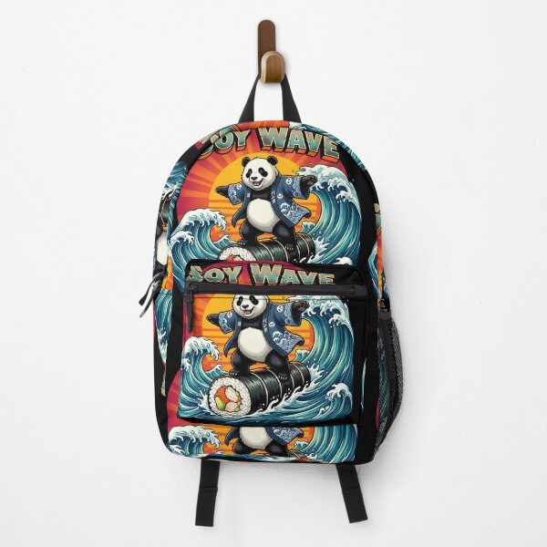Item preview, Funny Surfing Panda Sushi Art - "Soy Wave" Retro Japanese Wave Aesthetic designed and sold by The Grumpy Pet Club.