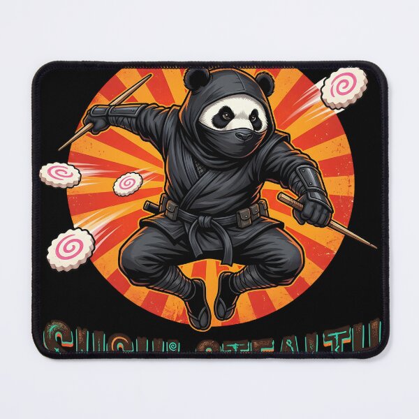 Item preview, Funny Sushi Ninja Panda - "Sushi Stealth" Retro Japanese Sunburst Art designed and sold by The Grumpy Pet Club.