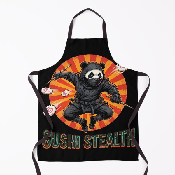Item preview, Funny Sushi Ninja Panda - "Sushi Stealth" Retro Japanese Sunburst Art designed and sold by The Grumpy Pet Club.