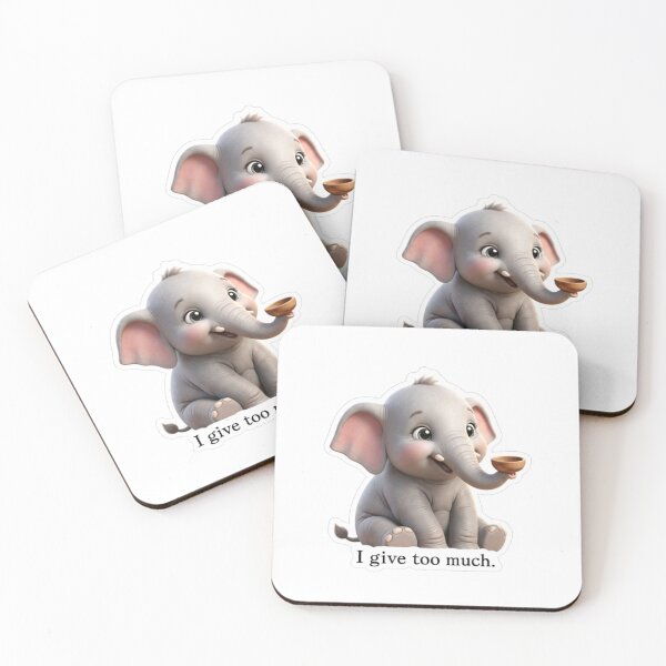 Item preview, The Giving Elephant - "I Give Too Much" Cute Emotional Aesthetic Soft Soul Design designed and sold by SoulTalebyPooja.