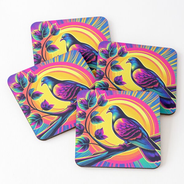 Item preview, Neon Bird on Branch – Vibrant Sunburst Design designed and sold by Dogandesighn.