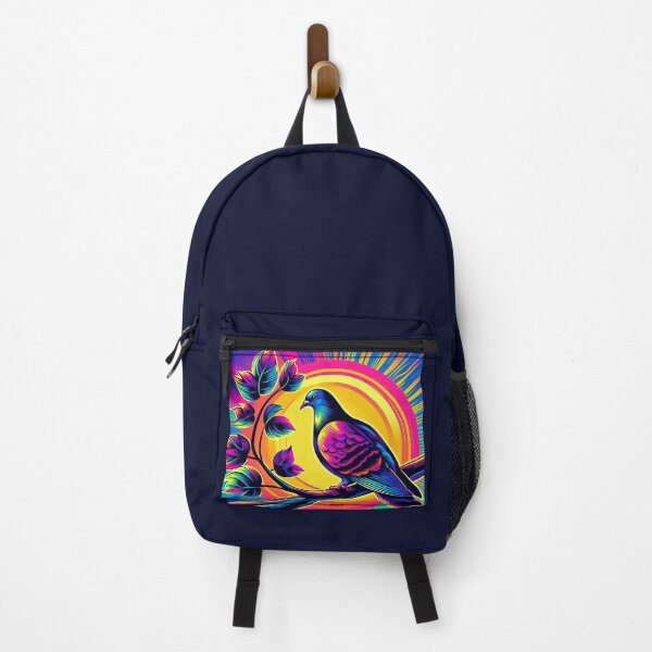 Item preview, Neon Bird on Branch – Vibrant Sunburst Design designed and sold by Dogandesighn.