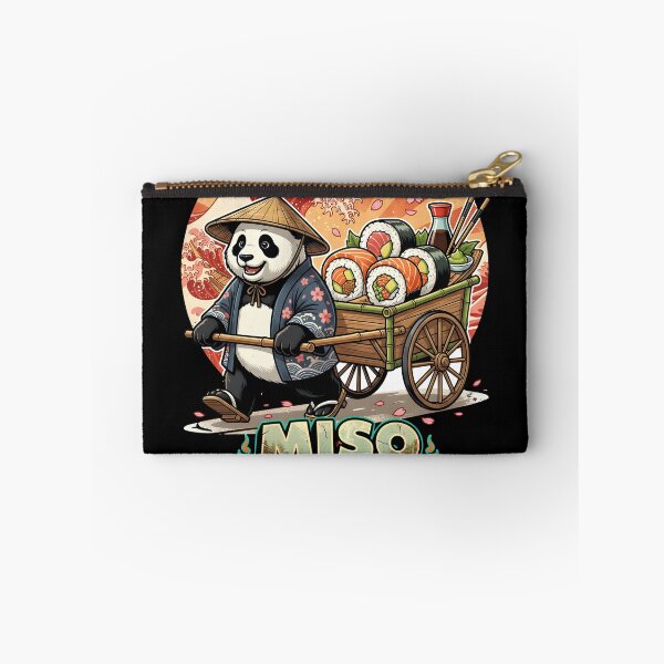 Item preview, Funny Panda Sushi Delivery - "Miso Happy" Retro Japanese Traveler Art designed and sold by The Grumpy Pet Club.