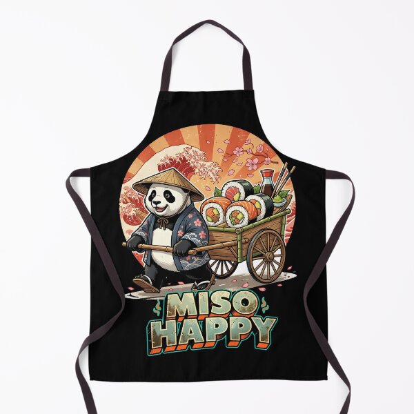 Item preview, Funny Panda Sushi Delivery - "Miso Happy" Retro Japanese Traveler Art designed and sold by The Grumpy Pet Club.