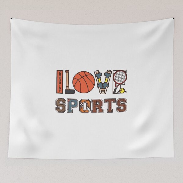 Item preview, I Love Sports Shirt Athlete Gift Multi Sport Design Basketball Tennis Gym designed and sold by SOOLEZDRAWS.
