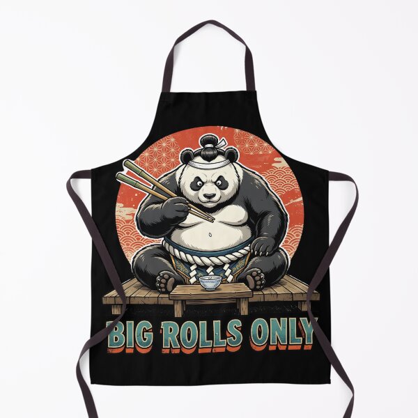 Item preview, Funny Sumo Panda "Big Rolls Only" - Retro Japanese Sunburst Foodie Pun designed and sold by The Grumpy Pet Club.