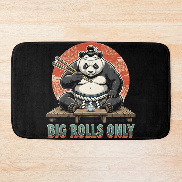 Item preview, Funny Sumo Panda "Big Rolls Only" - Retro Japanese Sunburst Foodie Pun designed and sold by The Grumpy Pet Club.