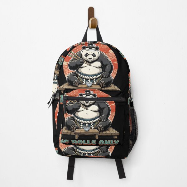 Item preview, Funny Sumo Panda "Big Rolls Only" - Retro Japanese Sunburst Foodie Pun designed and sold by The Grumpy Pet Club.