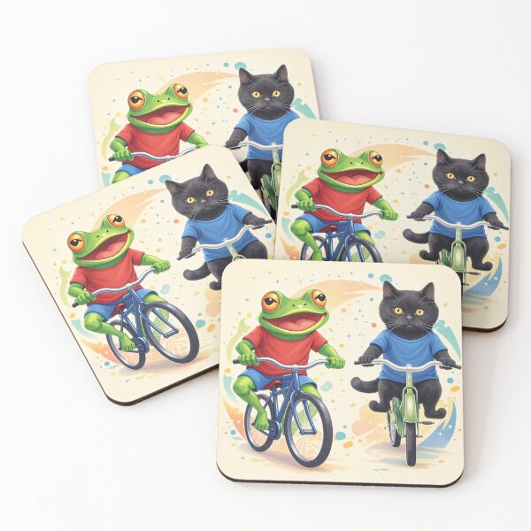 Item preview, Cat Squad Universe – Cool Cat Riding Bike with Frog | Funny Animal Riders Design designed and sold by ArtoryNest.