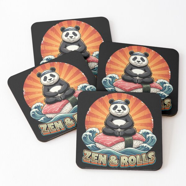 Item preview, Zen & Rolls - Funny Meditating Panda on Sushi Nigiri Retro Art designed and sold by The Grumpy Pet Club.