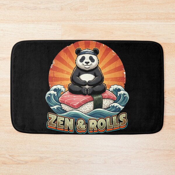 Item preview, Zen & Rolls - Funny Meditating Panda on Sushi Nigiri Retro Art designed and sold by The Grumpy Pet Club.