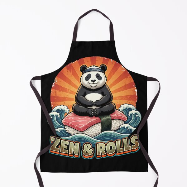 Item preview, Zen & Rolls - Funny Meditating Panda on Sushi Nigiri Retro Art designed and sold by The Grumpy Pet Club.