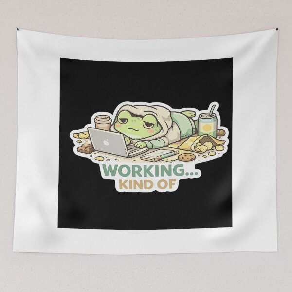 Item preview, Working kind of lazy frog ? sticker designed and sold by ZenGrowth4.