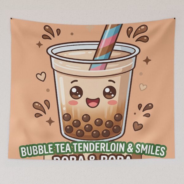 Item preview, Kawaii Bubble Tea Mascot - Boba Tenderloin & Smiles Art designed and sold by WalterAdd.
