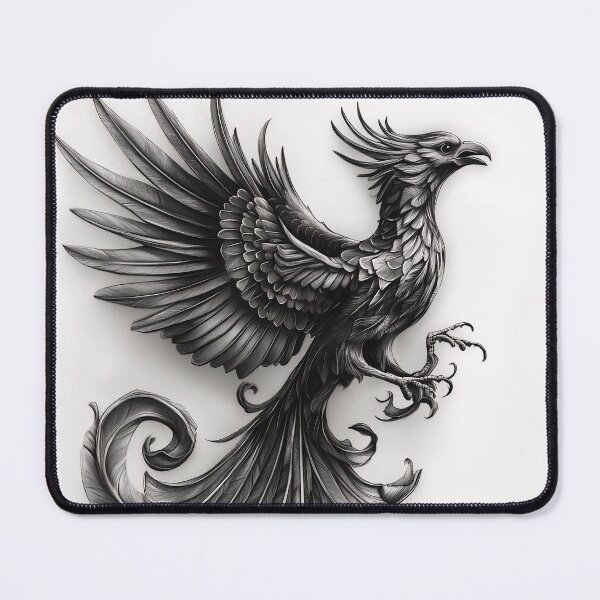 Item preview, Black and white phoenix drawing designed and sold by Pencil-Art.