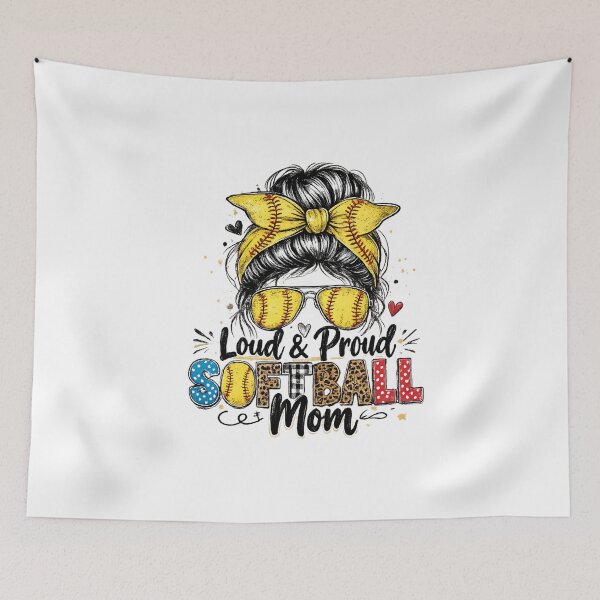 Item preview, Softball Mom Life – Messy Bun Sunglasses Softball Bow Graphic designed and sold by DoodloraStudio.