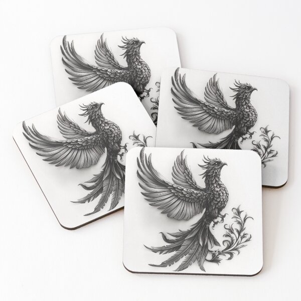 Item preview, Black and white phoenix drawing designed and sold by Pencil-Art.
