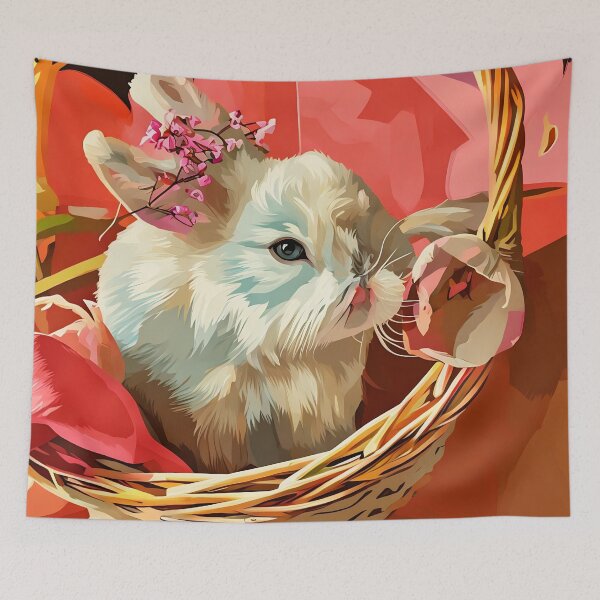 Item preview, White Rabbit in Basket designed and sold by tomorrowsart.