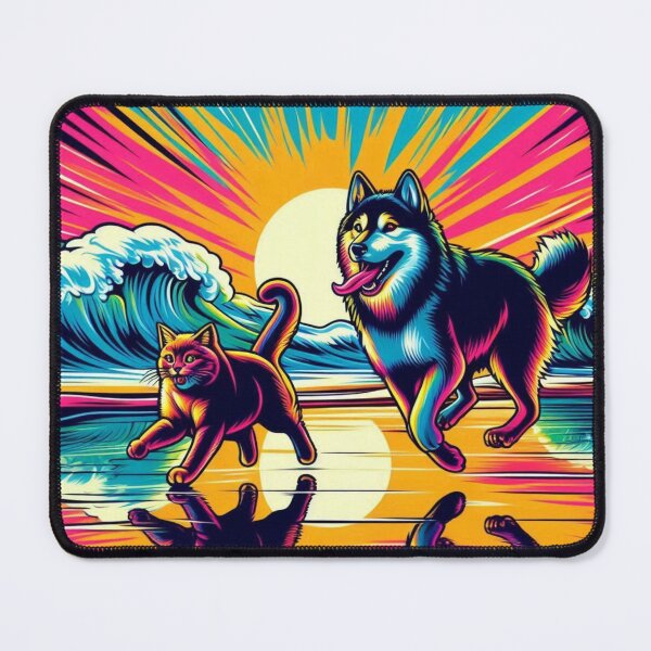 Item preview, Cat & Dog Reflections – Psychedelic Sunset Beach Design designed and sold by Dogandesighn.